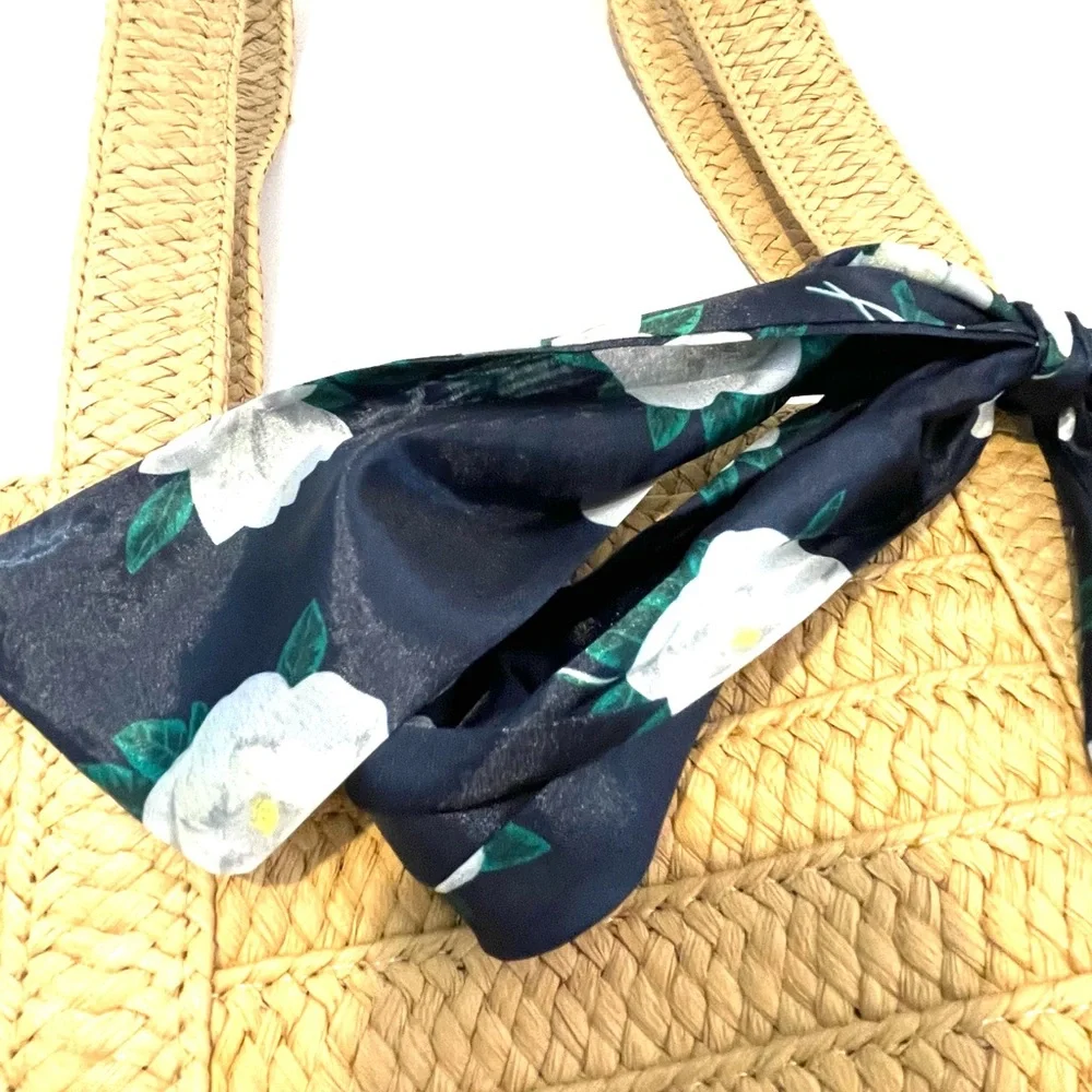Draper James Straw Tote with Floral Scarf